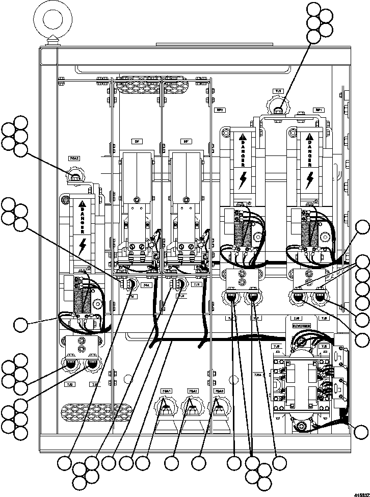 Komatsu parts book diagram for AFE47-GV 730E S/N A30648 - A30649   FOSKOR: CONTROL CABINET WIRING (LEFT DOOR)