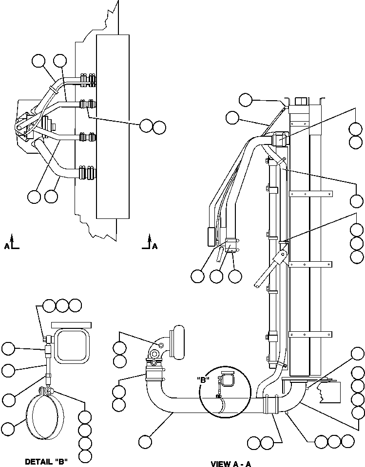 Komatsu parts book diagram for AFE47-Q 730E  S/N 32691  ROSSING URANIUM: RADIATOR PIPING