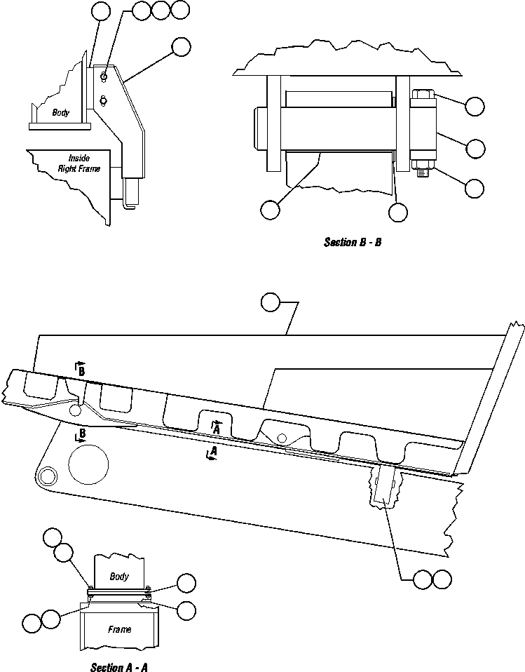 Komatsu parts book diagram for AFE47-Q 730E  S/N 32691  ROSSING URANIUM: BODY & BODY PIVOT