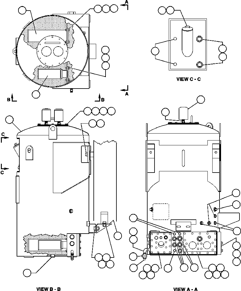 Komatsu parts book diagram for AFE47-Q 730E  S/N 32691  ROSSING URANIUM: HYD TANK ASSM INSTL