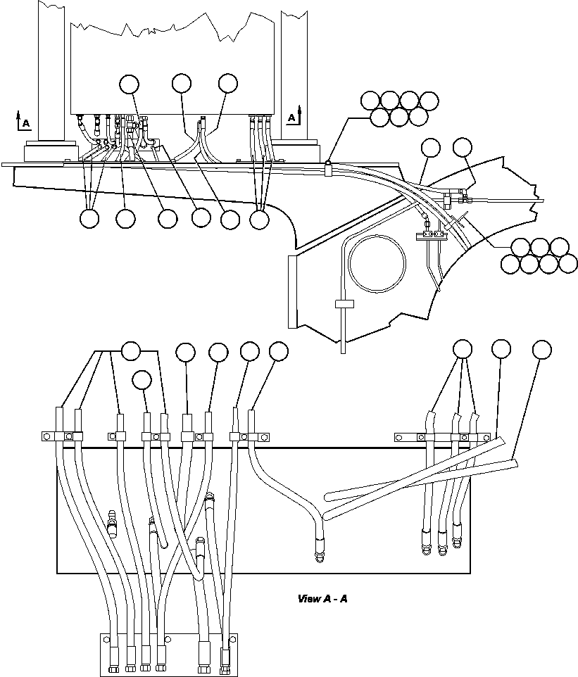 Komatsu parts book diagram for AFE47-Q 730E  S/N 32691  ROSSING URANIUM: HYDRAULIC BRAKE CABINET PIPING - 2