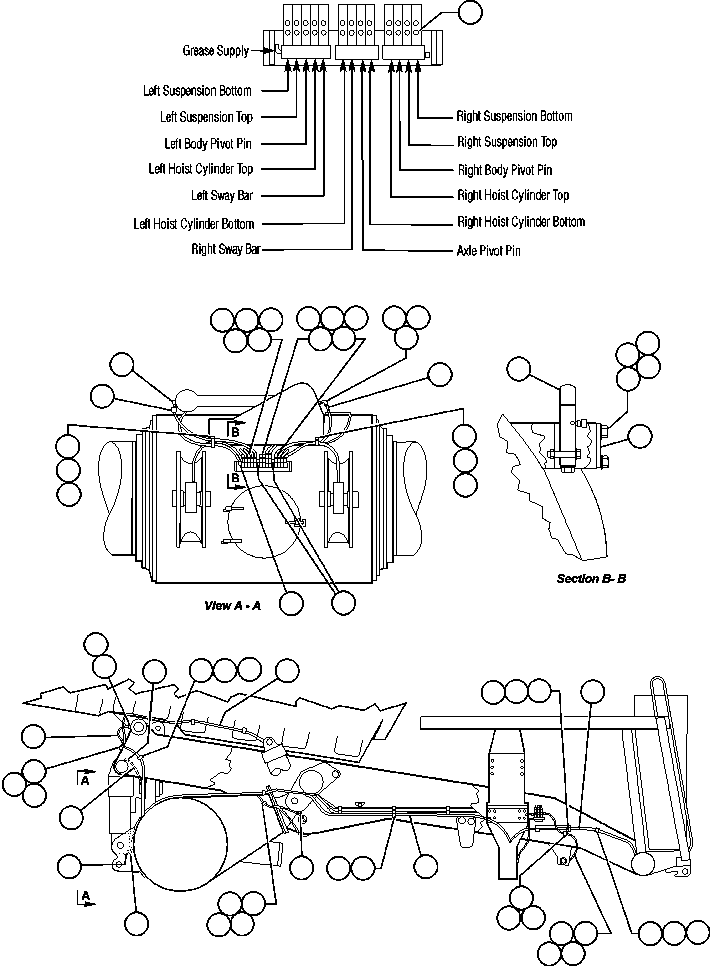Komatsu parts book diagram for AFE47-Q 730E  S/N 32691  ROSSING URANIUM: AUTOMATIC LUBRICATION - 2