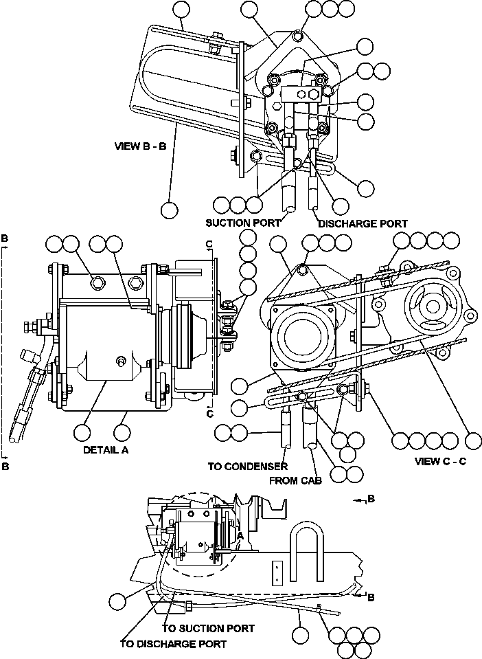 Komatsu parts book diagram for AFE47-V 730E S/N 32795 & 32797   ISCOR GROOTEGELUK: AIR CONDITIONER COMPRESSOR & INSTL