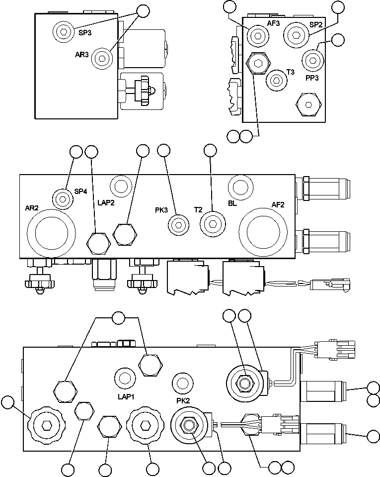 Komatsu parts book diagram for AFE47-V 730E S/N 32795 & 32797   ISCOR GROOTEGELUK: BRAKE MANIFOLD - TWO CIRCUIT (PC0080)