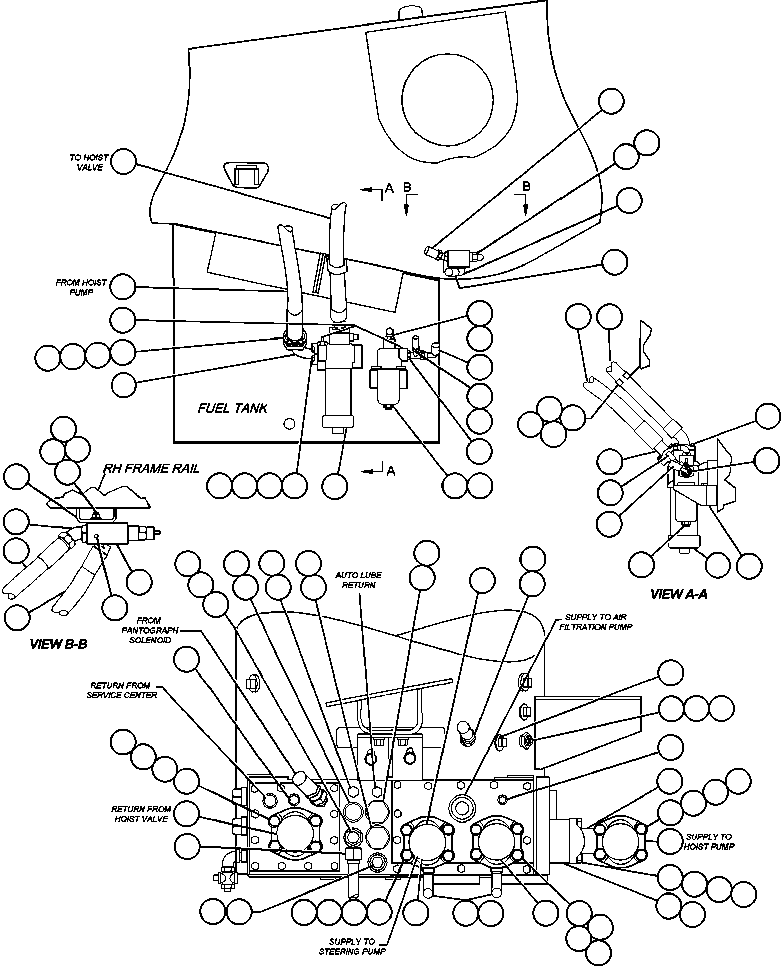 Komatsu parts book diagram for AFE47-V 730E S/N 32795 & 32797   ISCOR GROOTEGELUK: HYDRAULIC SYSTEM PIPING