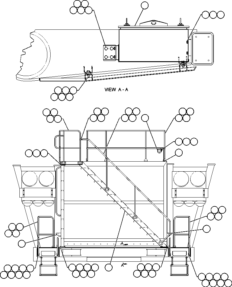 Komatsu parts book diagram for AFE48-AC  930E S/N A30076-A30078 & A30080 SYNCRUDE: STAIR AND HANDRAIL INSTALLATION