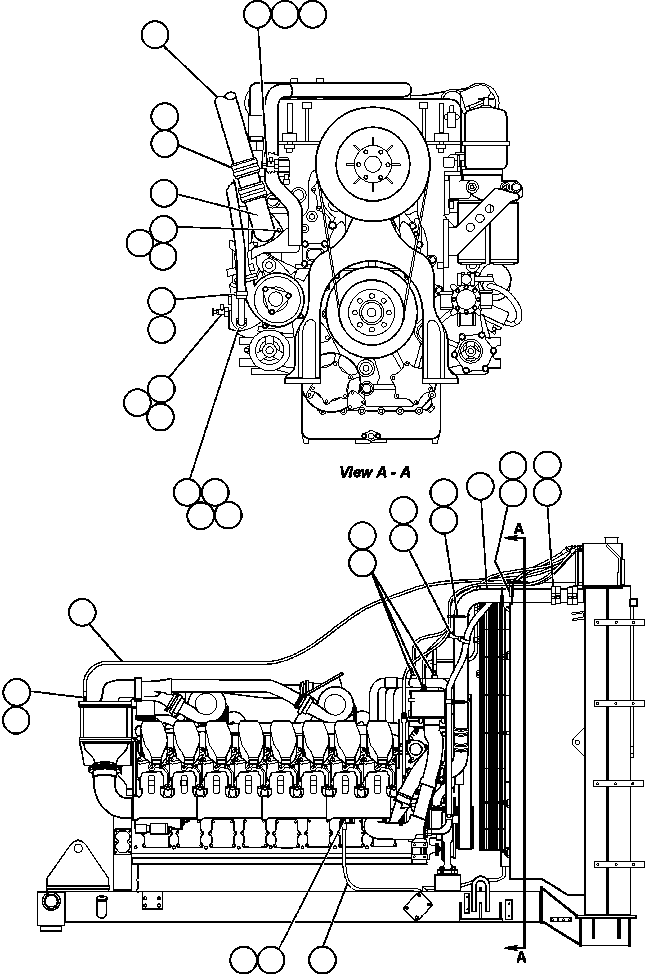 Komatsu parts book diagram for AFE48-AC  930E S/N A30076-A30078 & A30080 SYNCRUDE: RADIATOR PIPING - 1