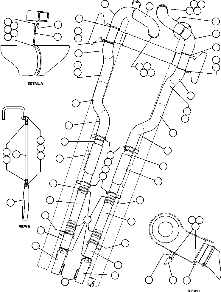 Komatsu parts book diagram for AFE48-AC  930E S/N A30076-A30078 & A30080 SYNCRUDE: EXHAUST PIPING