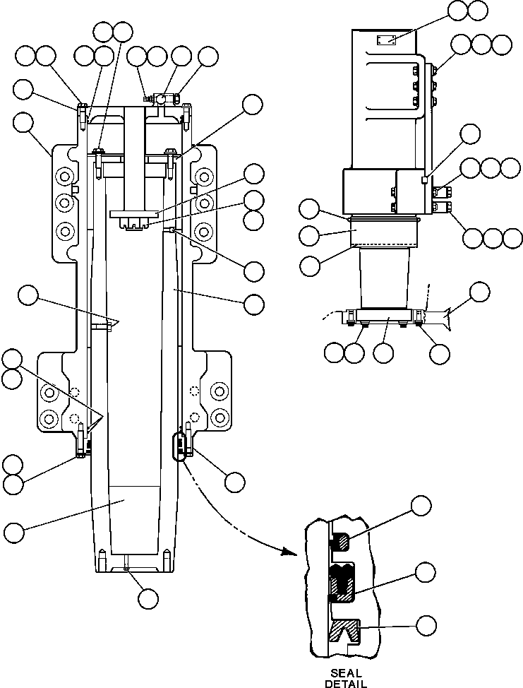 Komatsu parts book diagram for AFE48-AC  930E S/N A30076-A30078 & A30080 SYNCRUDE: FRONT SUSPENSION & MOUNTING