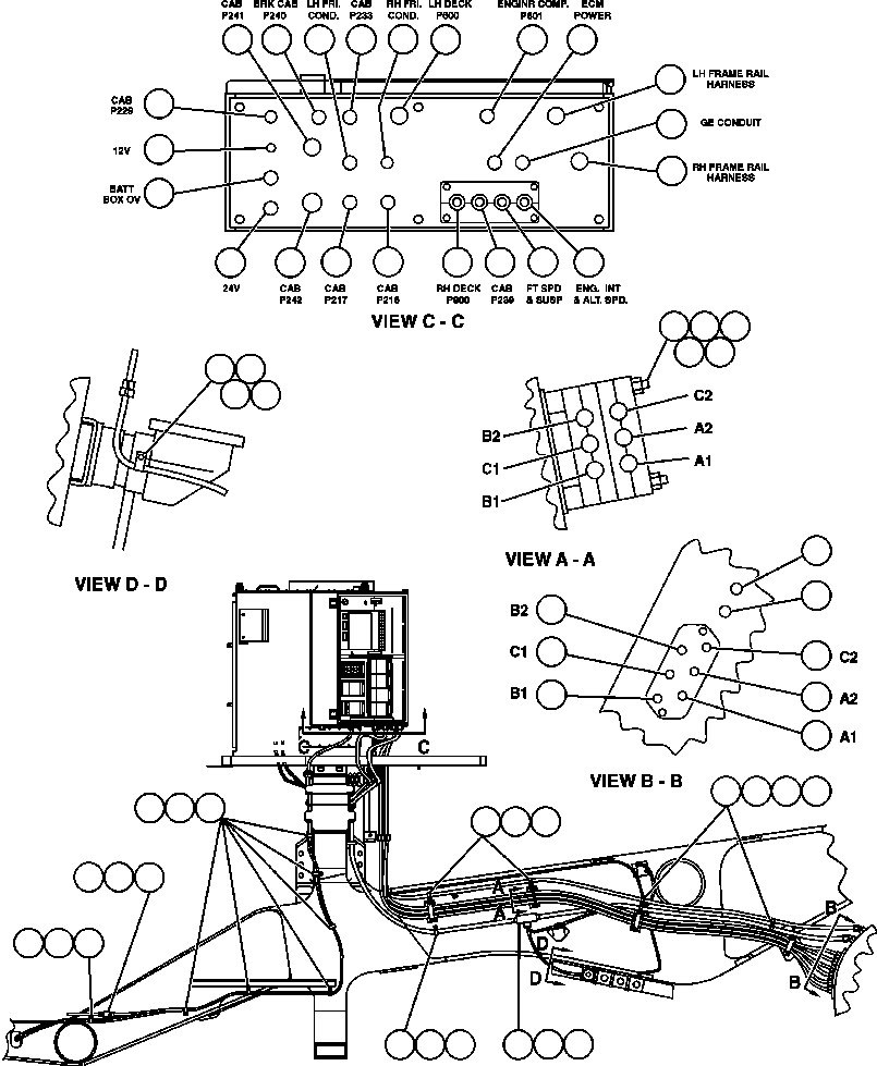 Komatsu parts book diagram for AFE48-AC  930E S/N A30076-A30078 & A30080 SYNCRUDE: POWER CABLE ROUTING - RIGHT FRAME RAIL
