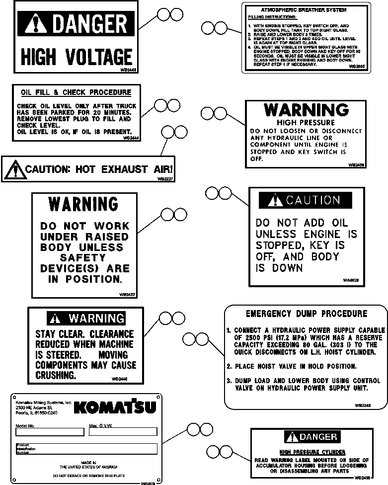 Komatsu parts book diagram for AFE48-AL  930E S/N A30111 MORENCI: DECAL & WARNINGS