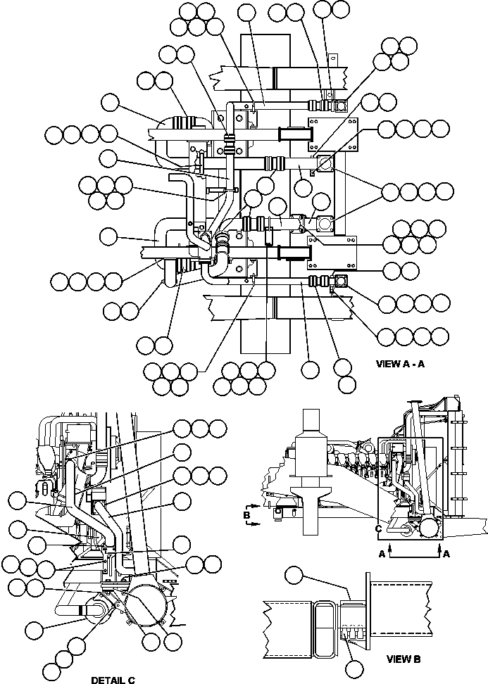 Komatsu parts book diagram for AFE48-AL  930E S/N A30111 MORENCI: RADIATOR PIPING & ENGINE MOUNTING