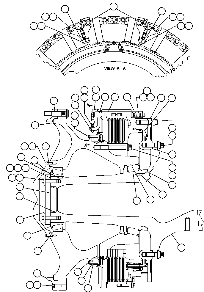 Komatsu parts book diagram for AFE48-AL  930E S/N A30111 MORENCI: SPINDLE, HUB AND BRAKE INSTL