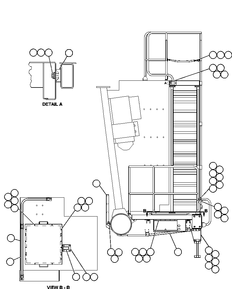 Komatsu parts book diagram for AFE48-AT  930E-2 S/N A30122-A30127 & A30130 BARRICK GOLDSTRIKE: RIGHT SIDE LADDER & HANDRAIL