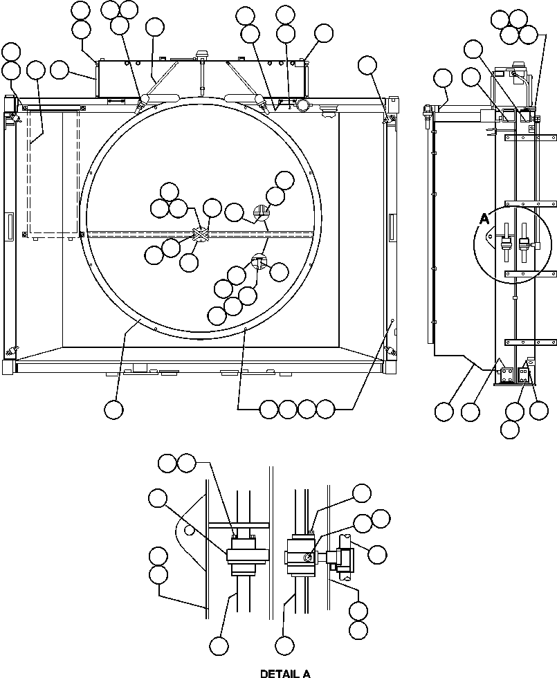 Komatsu parts book diagram for AFE48-AU  930E-2 S/N A30098 & A30100 BARRICK: RADIATOR & SHROUD ASSEMBLY (PC0225)