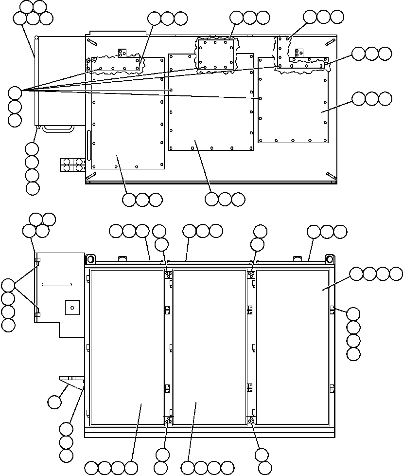 Komatsu parts book diagram for AFE48-AU  930E-2 S/N A30098 & A30100 BARRICK: CONTROL CABINET (FRONT & TOP VIEW) (PC0540)