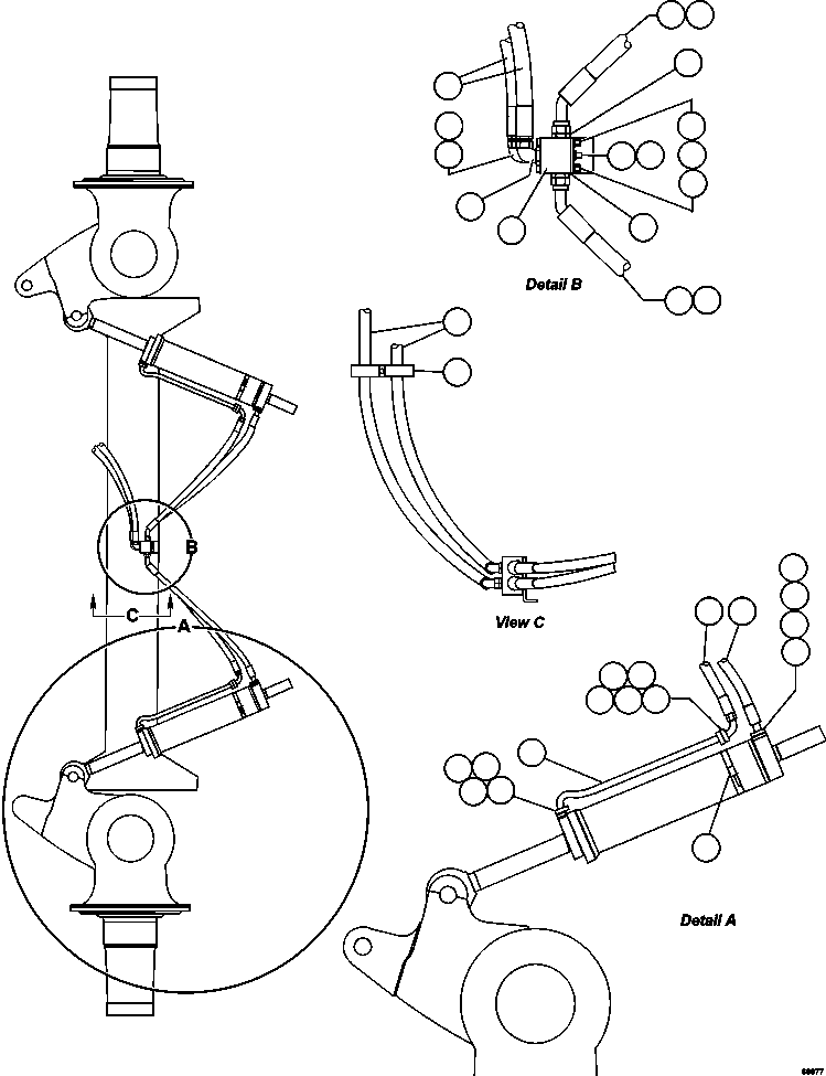 Dump Trucks Komatsu / AFE48-BF 930E-2 S/N A30012  CODELCO(AFE48-BF) / STEERING CYLINDER PIPING(090 : 60077)