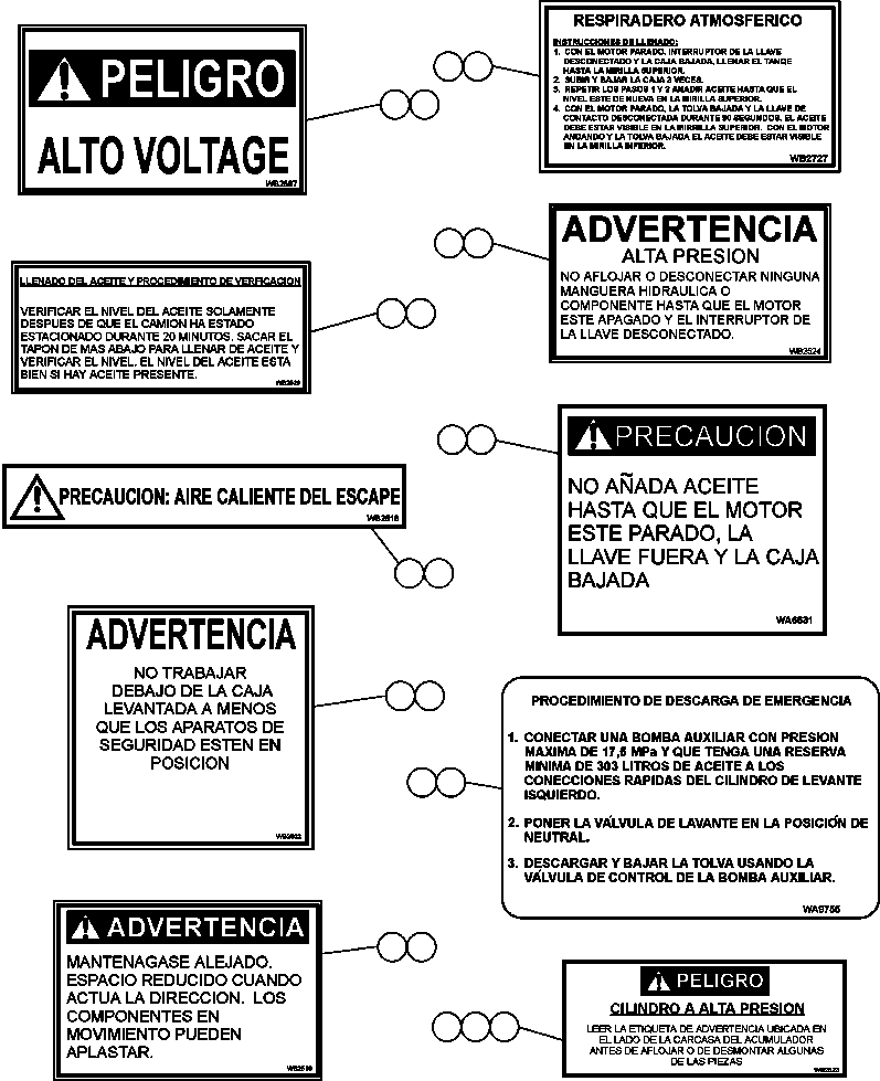 Komatsu parts book diagram for AFE48-BM  930E-2 S/N A30161 THRU A30163 CODELCO: DECAL & WARNINGS (SPANISH)