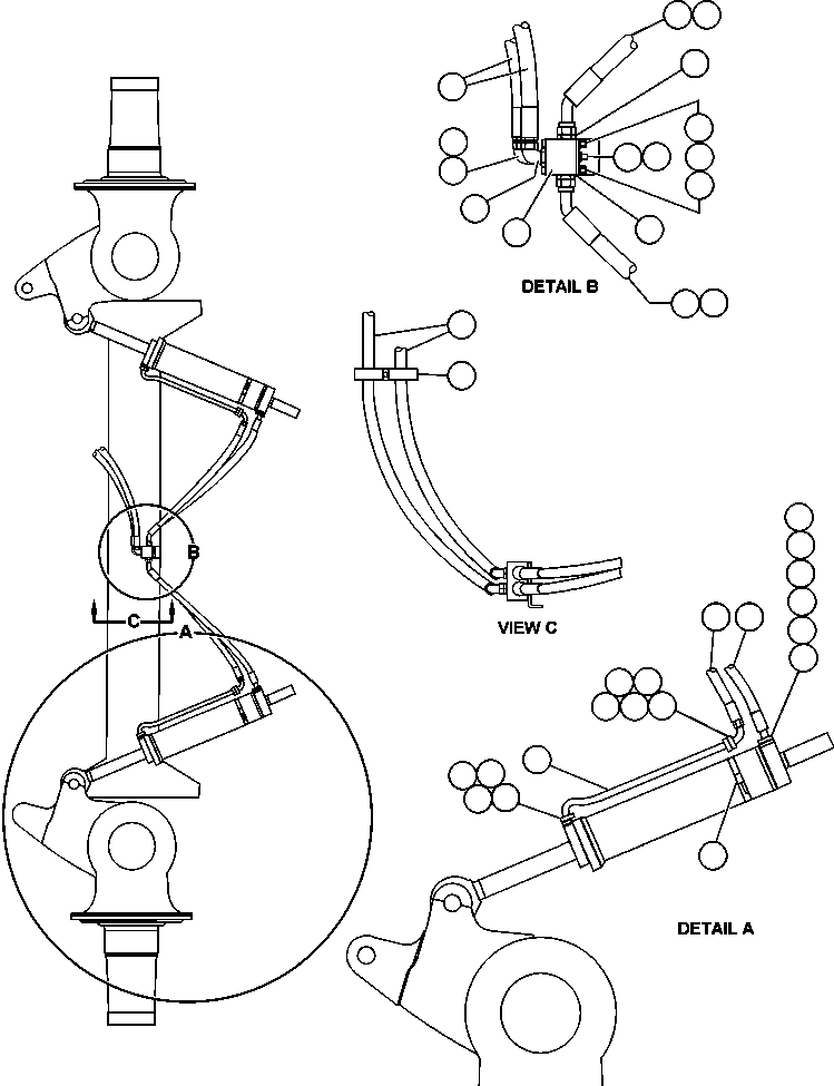 Komatsu parts book diagram for AFE48-BM  930E-2 S/N A30161 THRU A30163 CODELCO: STEERING CYLINDER PIPING