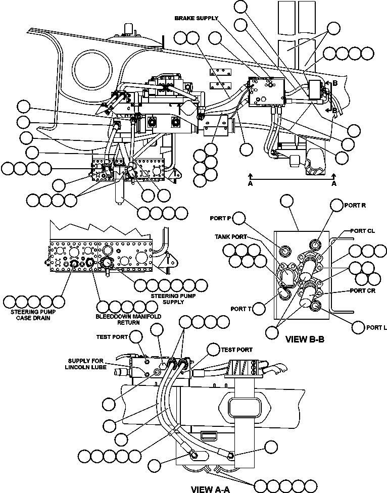 Komatsu parts book diagram for AFE48-BM  930E-2 S/N A30161 THRU A30163 CODELCO: STEERING SYSTEM PIPING