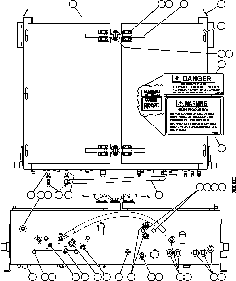 Komatsu parts book diagram for AFE48-BM  930E-2 S/N A30161 THRU A30163 CODELCO: HYDRAULIC BRAKE CABINET ASSM