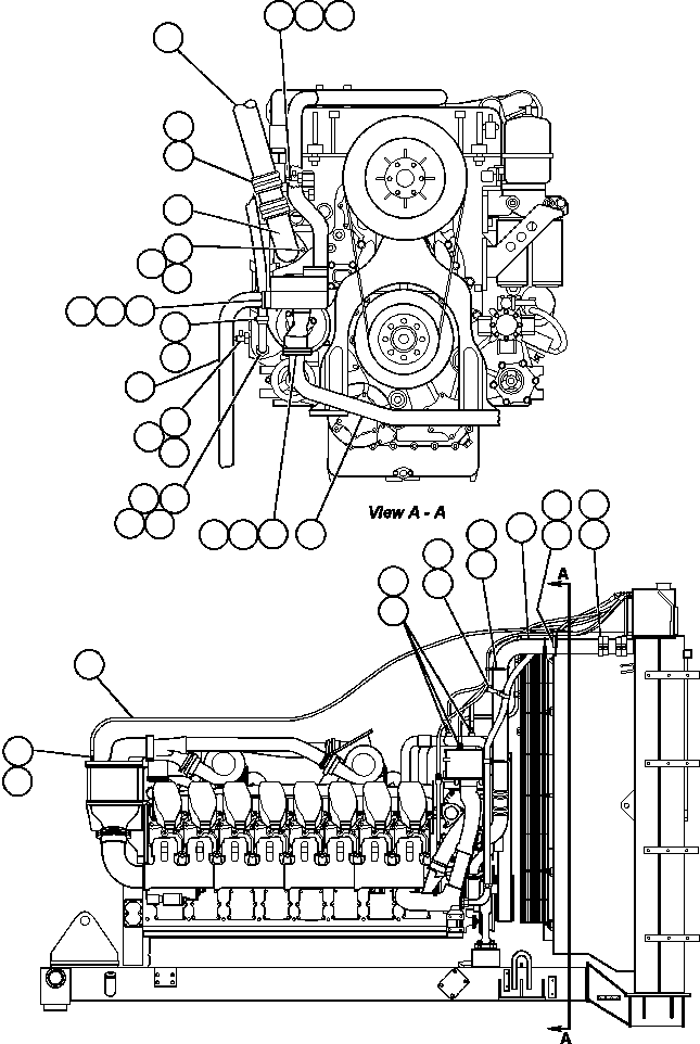 Komatsu parts book diagram for AFE48-CE 930E-2  S/N A30207-A30208 SUNCOR: RADIATOR PIPING - 1