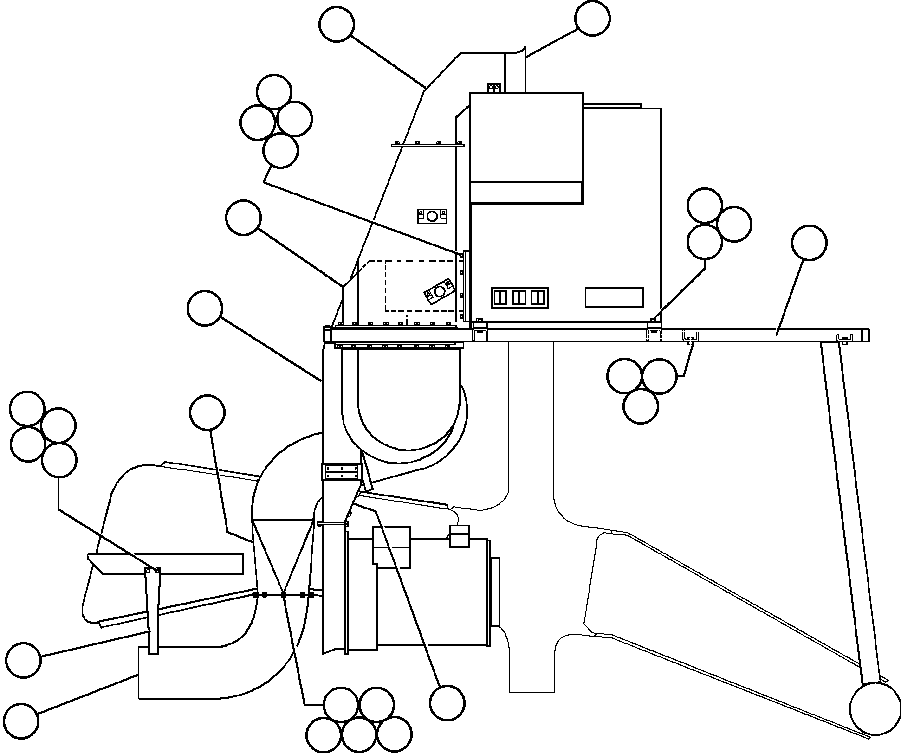 Komatsu parts book diagram for AFE48-CE 930E-2  S/N A30207-A30208 SUNCOR: AUX BLOWER & BLOWER INLET DUCTING