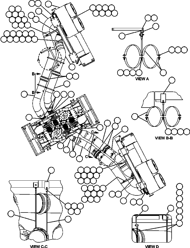 Komatsu parts book diagram for AFE48-CK 930E-2 S/N A30225 JACOB'S RANCH: AIR CLEANER PIPING