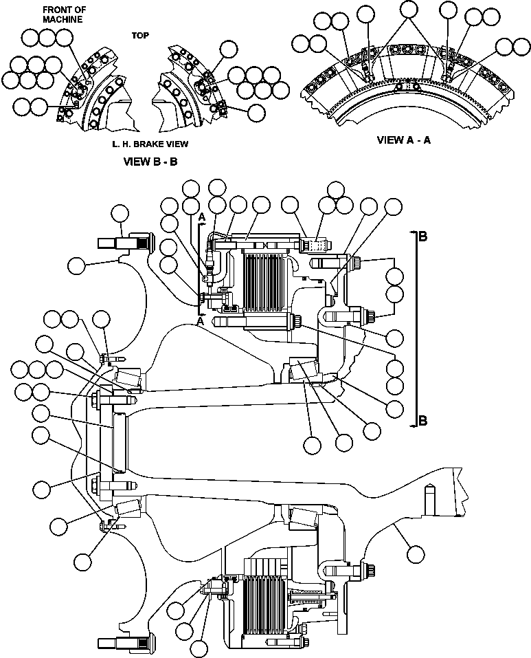 Komatsu parts book diagram for AFE48-CK 930E-2 S/N A30225 JACOB'S RANCH: SPINDLE, HUB AND BRAKE INSTALLATION