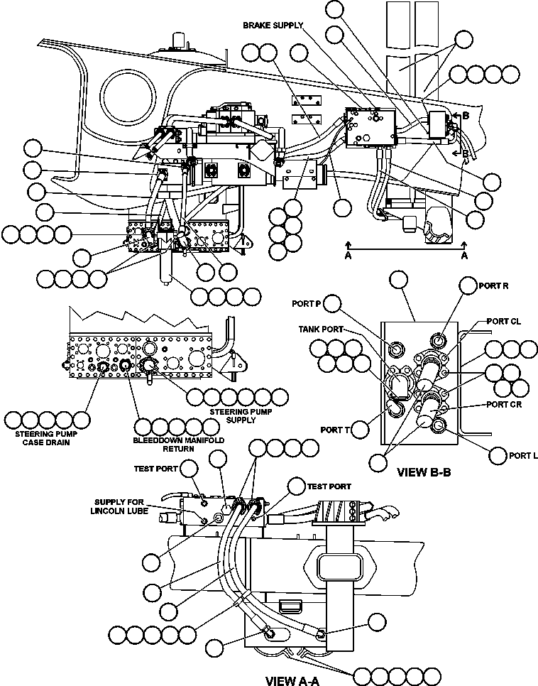 Komatsu parts book diagram for AFE48-CK 930E-2 S/N A30225 JACOB'S RANCH: STEERING SYSTEM PIPING
