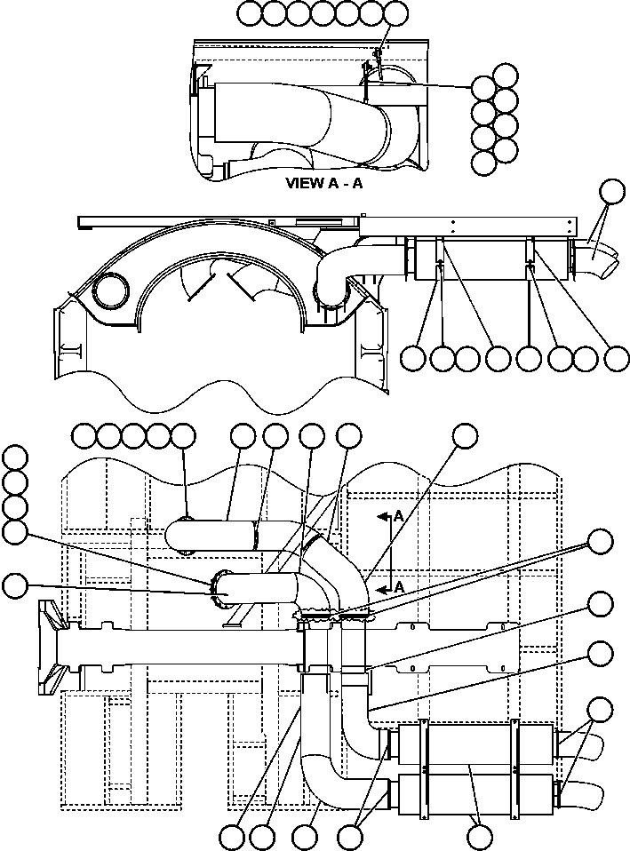 Komatsu parts book diagram for AFE48-DP 930E-2 S/N A30298 & A30299    TRANSALTA: EXHAUST PIPING