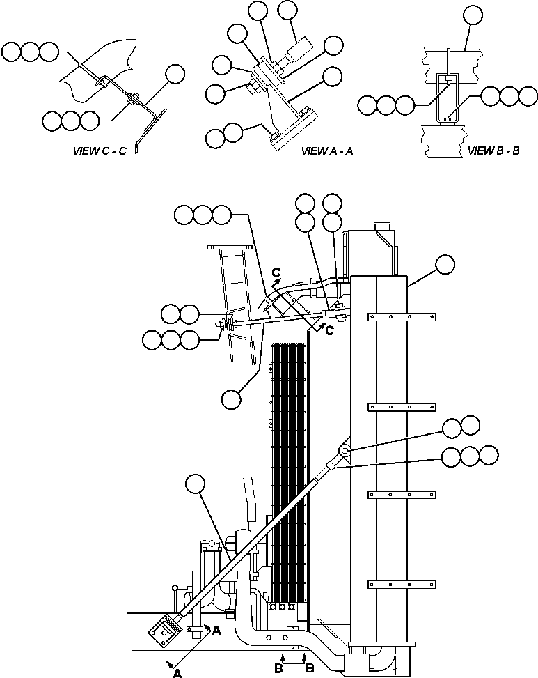 Komatsu parts book diagram for AFE48-F  930E S/N 32674 PIPELINE: RADIATOR SUPPORT & TUBE MOUNTING