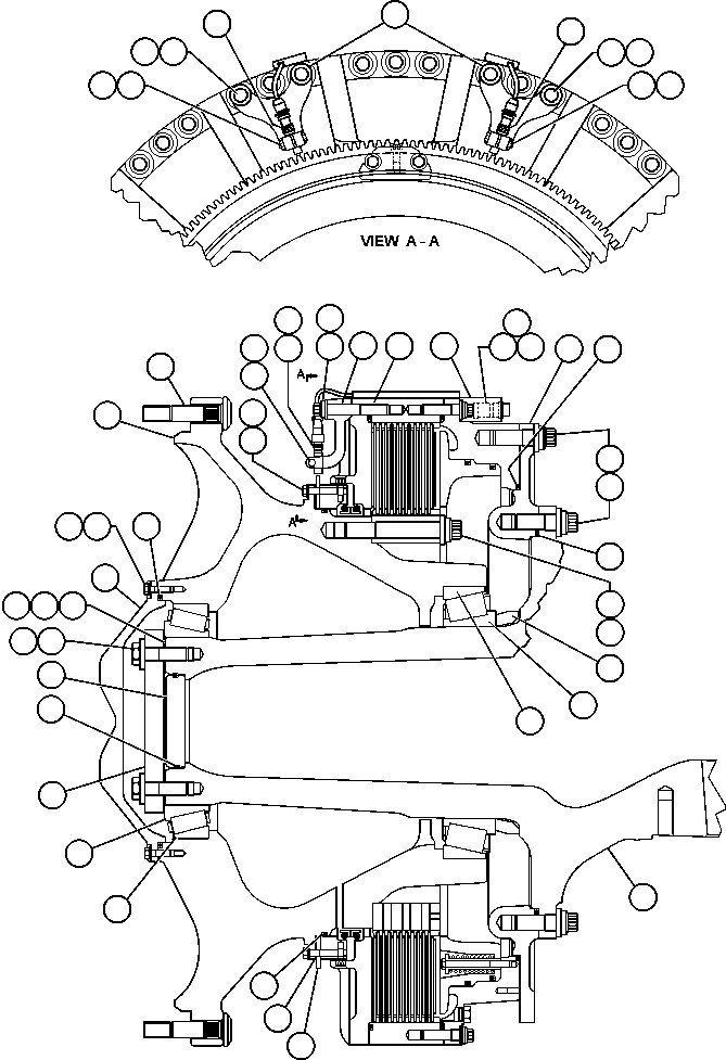 Komatsu parts book diagram for AFE48-F  930E S/N 32674 PIPELINE: SPINDLE, HUB AND BRAKE INSTL