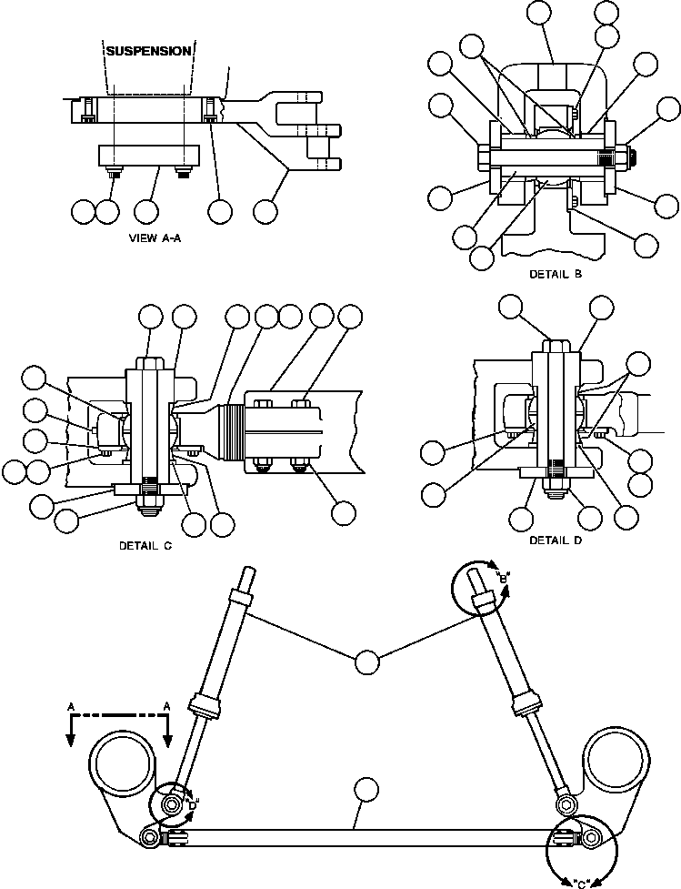 Komatsu parts book diagram for AFE48-F  930E S/N 32674 PIPELINE: STEERING ARMS & LINKAGE