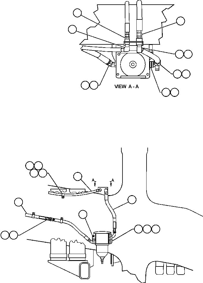 Komatsu parts book diagram for AFE48-F  930E S/N 32674 PIPELINE: FUEL / WATER SEPARATOR INSTALLATION