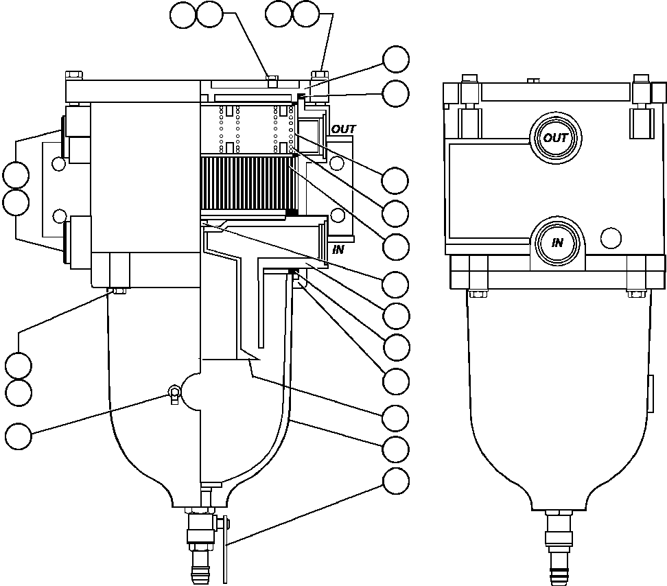 Komatsu parts book diagram for AFE48-F  930E S/N 32674 PIPELINE: FUEL / WATER SEPARATOR (PB9500)