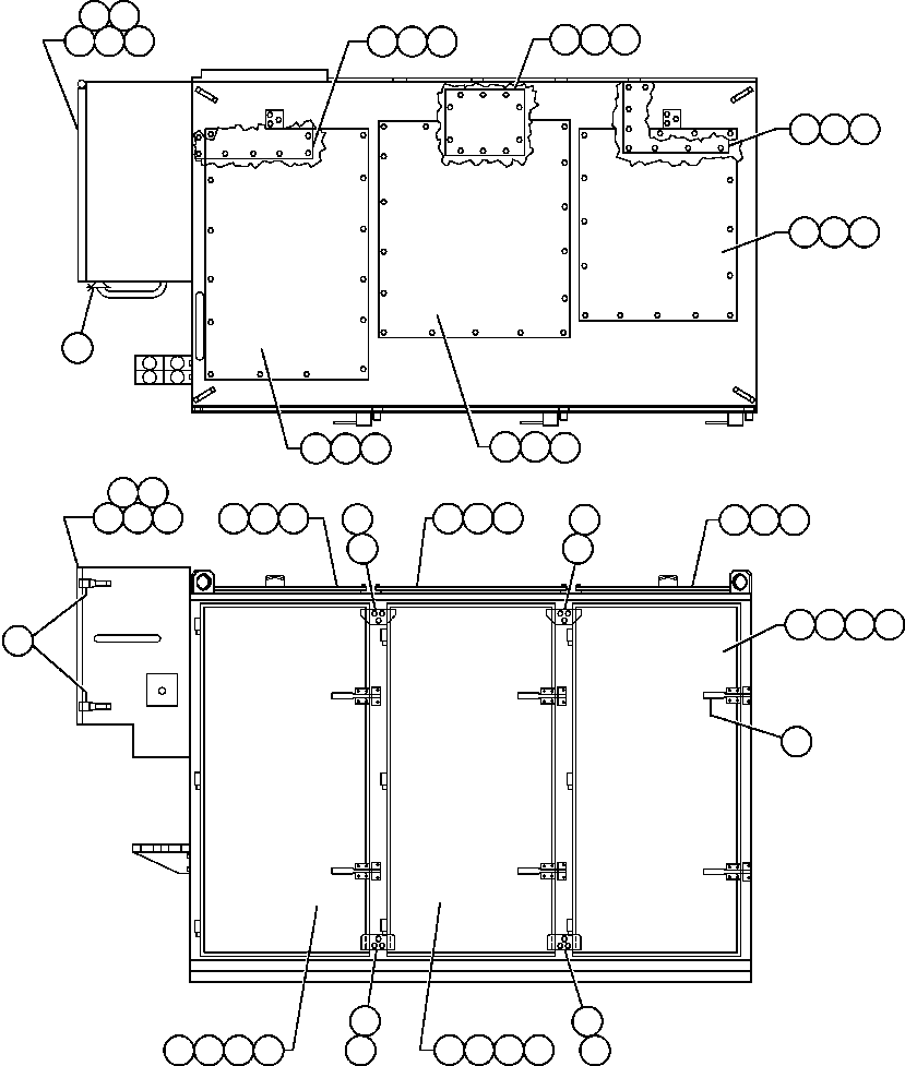 Komatsu parts book diagram for AFE48-F  930E S/N 32674 PIPELINE: CONTROL CABINET (FRONT & TOP VIEW)