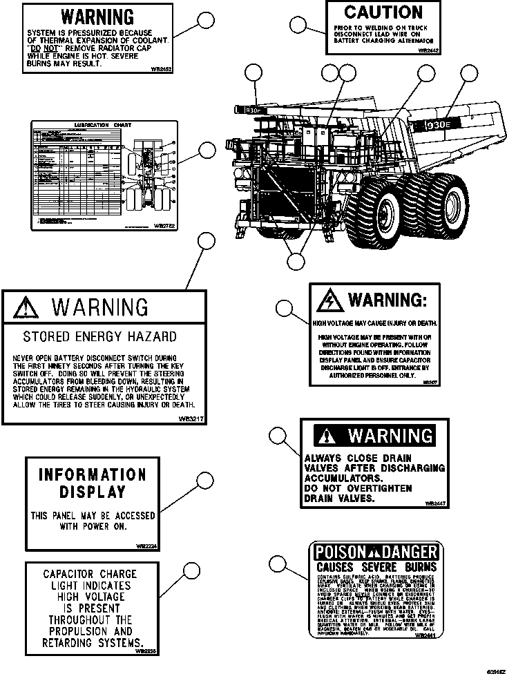 Dump Trucks Komatsu / AFE48-GA 930E S/N GAE2229, GAE2231, GAE2233-GAE2234 & GAE2236-GAE2241     A.T. MASSEY(AFE48-GA) / DECALS & WARNINGS  2/3(004 : 61093)
