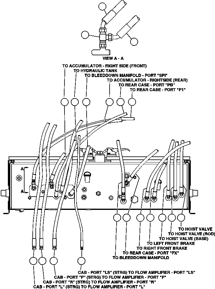 Komatsu parts book diagram for AFE48-H/J 930E S/N 32685 & 32704 PHELPS-DODGE MORENCI: HYDRAULIC CABINET PIPING - BOTTOM