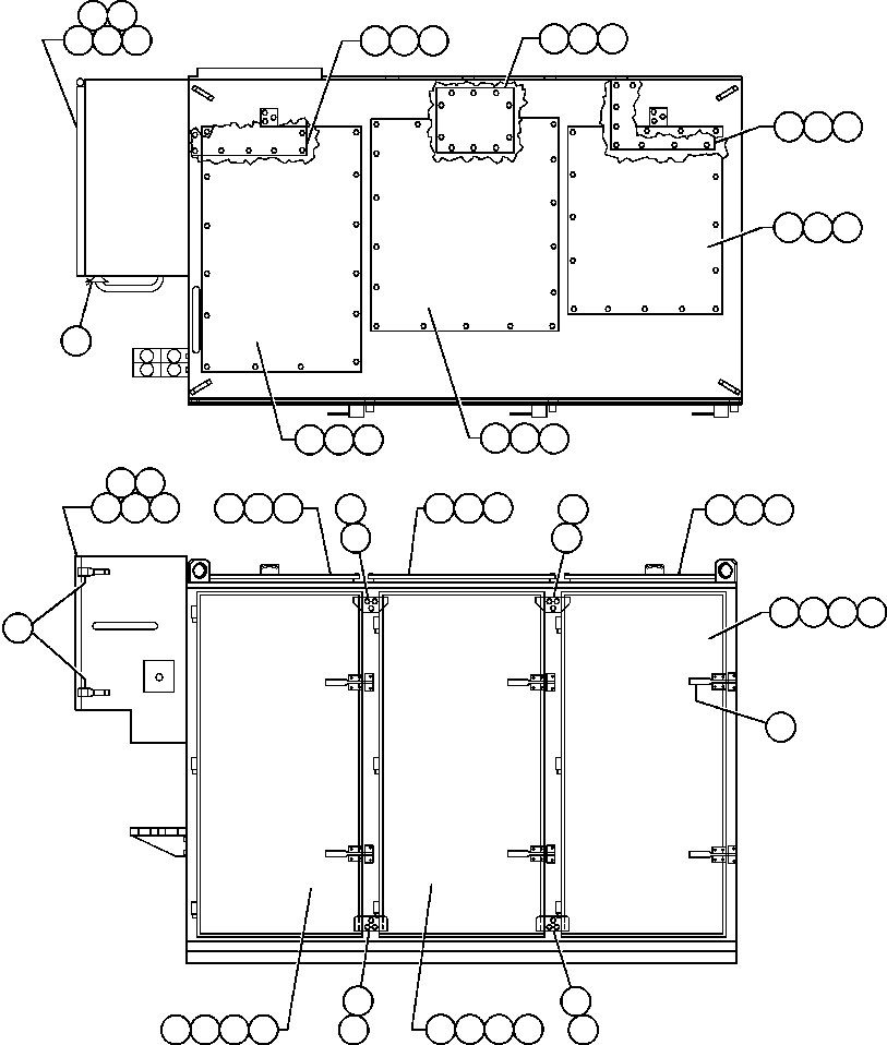 Komatsu parts book diagram for AFE48-V  930E S/N 32816 & 32837 PHELPS-DODGE MORENCI: CONTROL CABINET (FRONT & TOP VIEW)