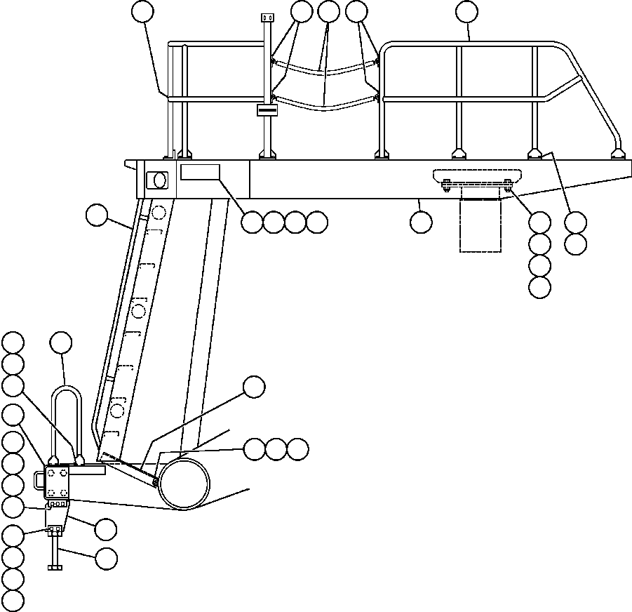 Komatsu parts book diagram for AFE50-AG 830E S/N A30641 ANTELOPE COAL: LEFT DECK, HANDRAILS & LADDER - 1