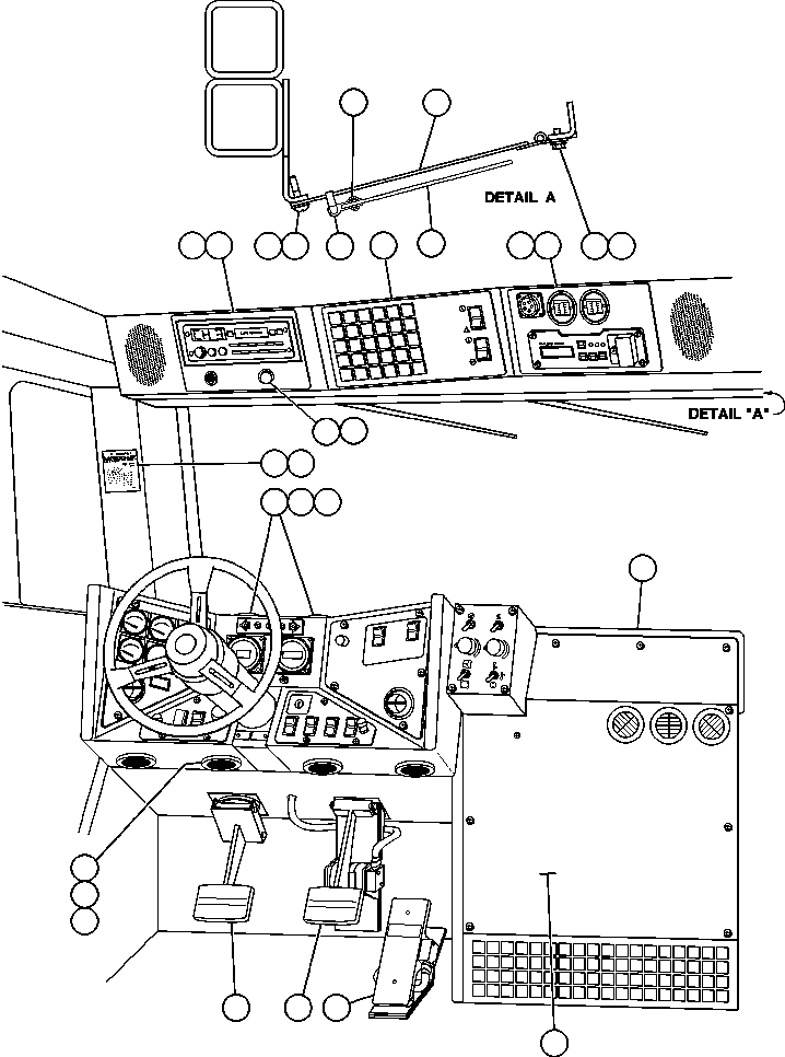Komatsu parts book diagram for AFE50-AG 830E S/N A30641 ANTELOPE COAL: OPERATOR CONTROLS & OVERHEAD PANEL