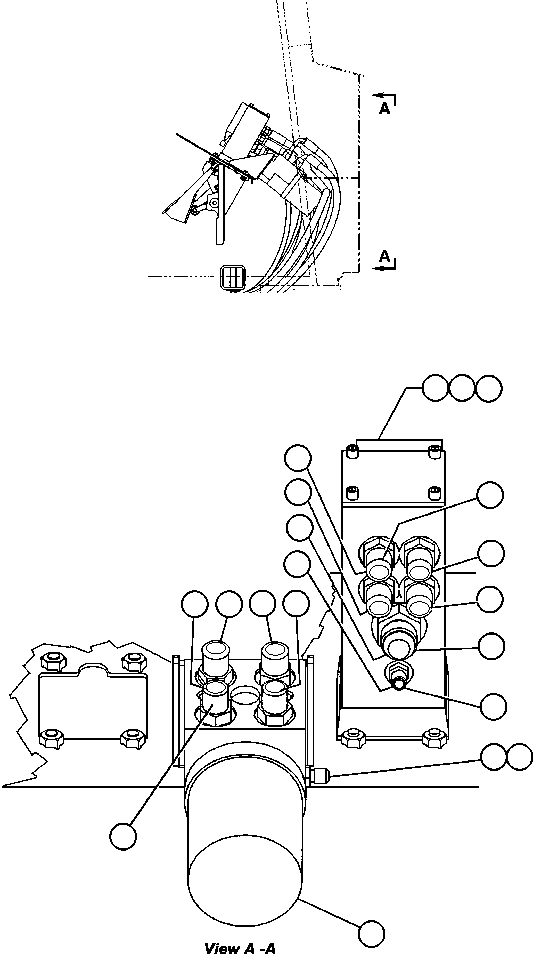Komatsu parts book diagram for AFE50-AG 830E S/N A30641 ANTELOPE COAL: BRAKE/STEERING VALVE PIPING