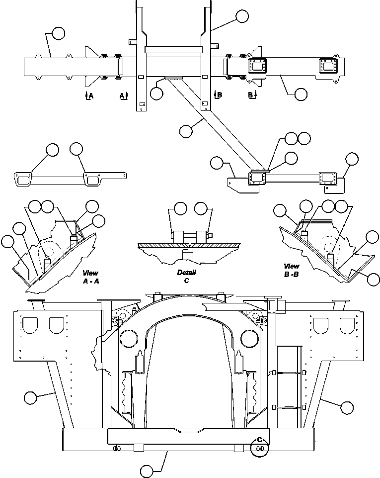 Komatsu parts book diagram for AFE50-AJ 830E S/N A30644-A30645 ANTELOPE COAL: FRAME & UPRIGHTS