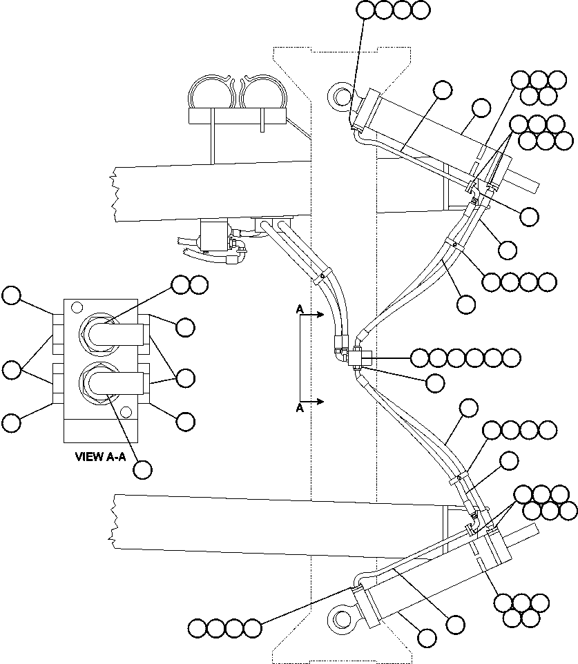 Komatsu parts book diagram for AFE50-AJ 830E S/N A30644-A30645 ANTELOPE COAL: STEERING CYLINDER PIPING