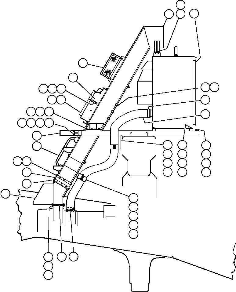 Komatsu parts book diagram for AFE50-AJ 830E S/N A30644-A30645 ANTELOPE COAL: BLOWER INLET INSTALLATION