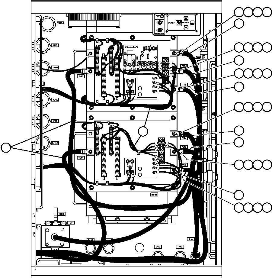 Komatsu parts book diagram for AFE50-AJ 830E S/N A30644-A30645 ANTELOPE COAL: CONTROL CABINET - CENTER DOOR WIRING