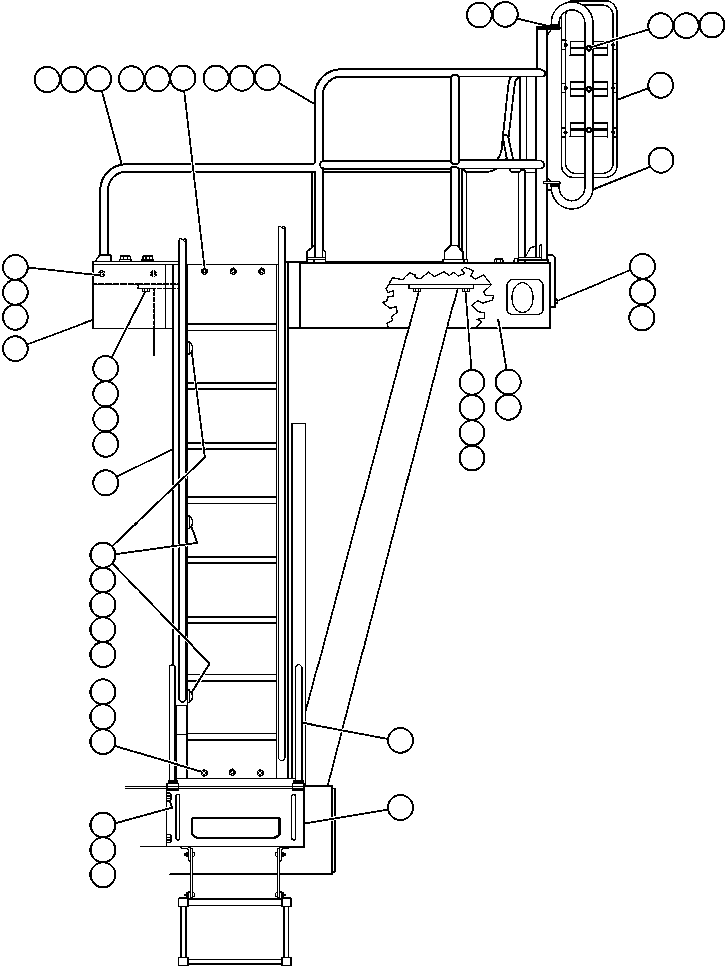 Komatsu parts book diagram for AFE50-AN 830E S/N A30652-A30658  DIAVIK: LEFT DECK, HANDRAILS, LADDER & MIRROR