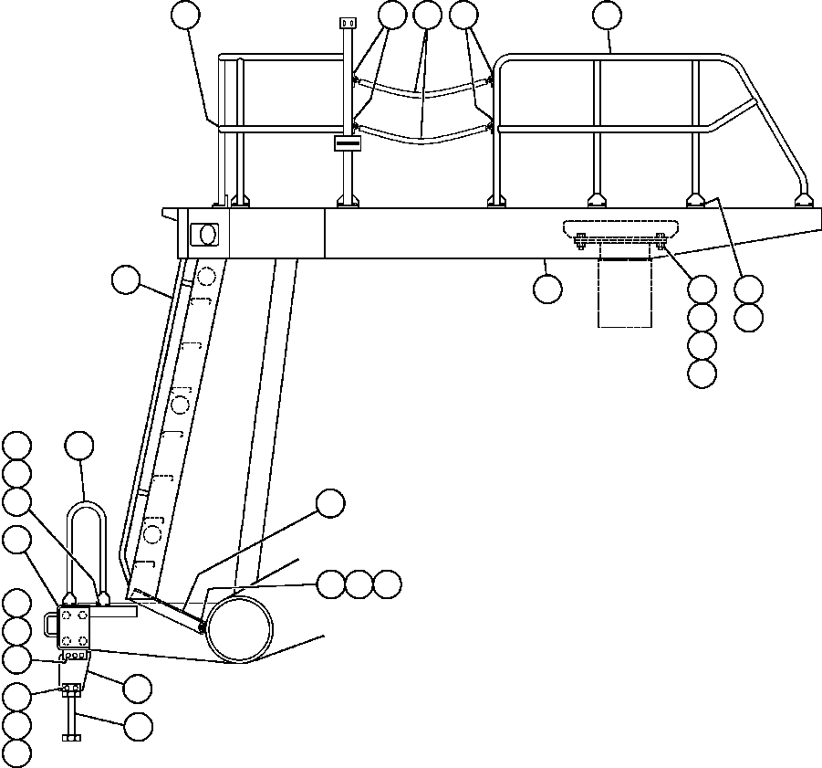 Komatsu parts book diagram for AFE50-AN 830E S/N A30652-A30658  DIAVIK: LEFT DECK, HANDRAILS & LADDER - 1