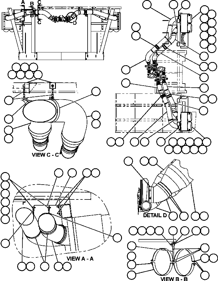 Komatsu parts book diagram for AFE50-AN 830E S/N A30652-A30658  DIAVIK: AIR CLEANER PIPING & INSTALLATION